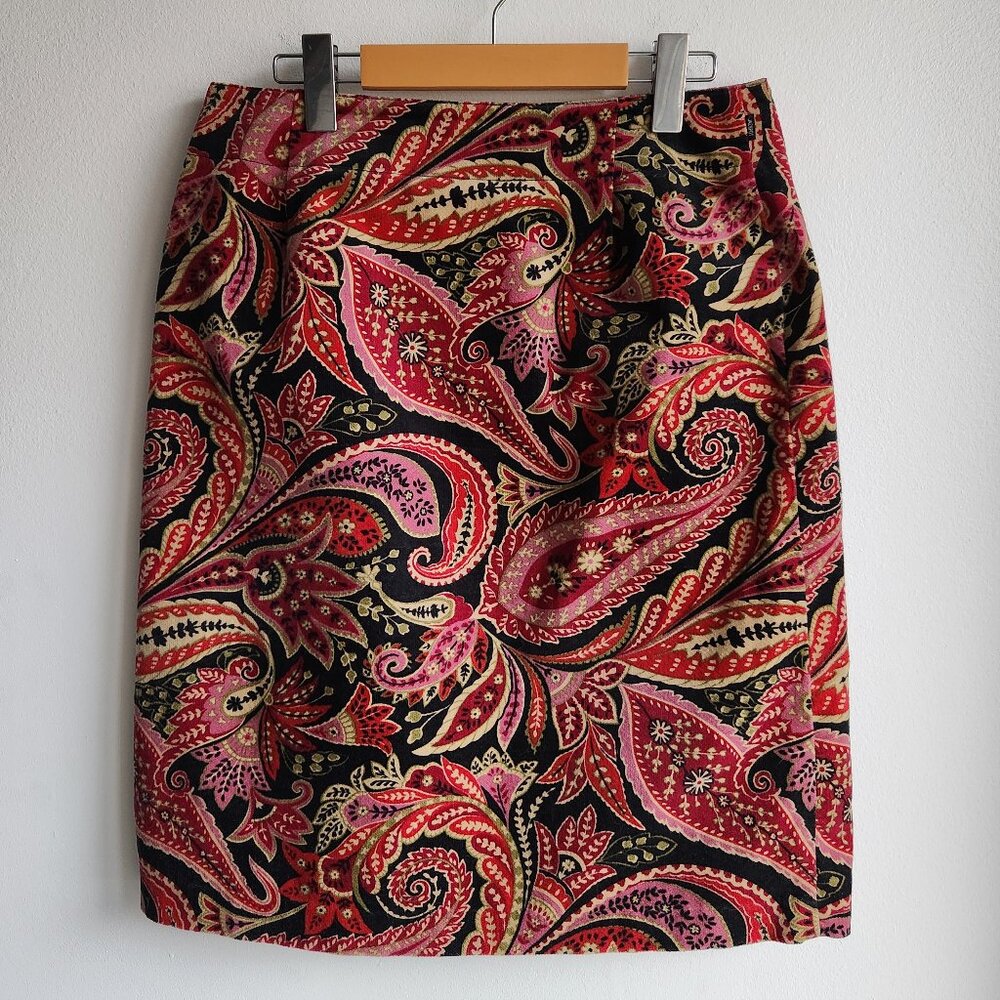 Jackpot Vintage Paisley Muticolor Corduroy Skirt - Sz 10
